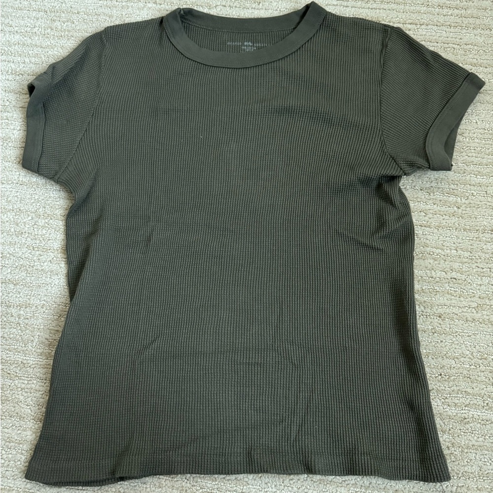 John Galt green, waffle-knit tee (one size)